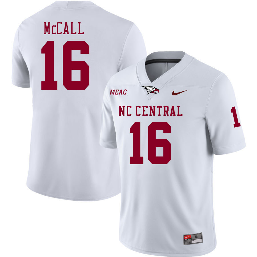Men-Youth #16 Makai McCall North Carolina Central Eagles 2023 College Football Jerseys Stitched-Whit